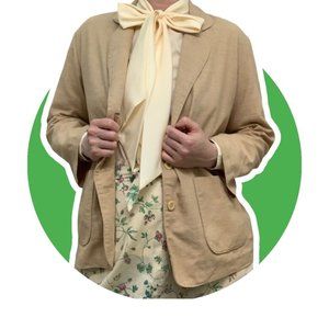 Vintage 70s Brookvalley Womens Medium Unstructured Blazer Union Made Flax Blend